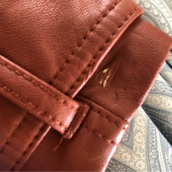 Free People | Vegan Leather Copper Mini Skirt Belted Moro Biker - Picture 3 of 6